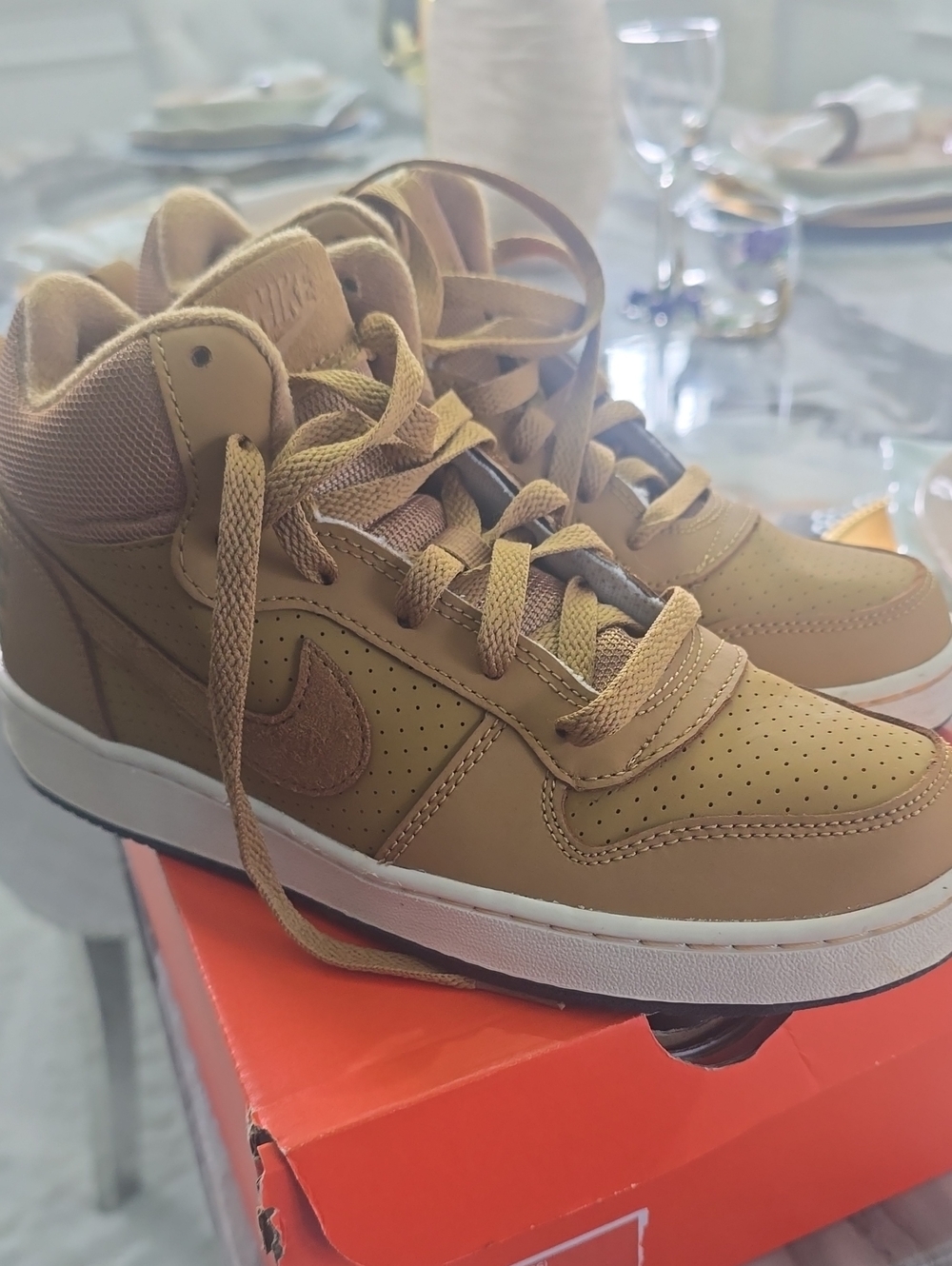 Nike Kids' High-Top Sneakers in Wheat/Tan